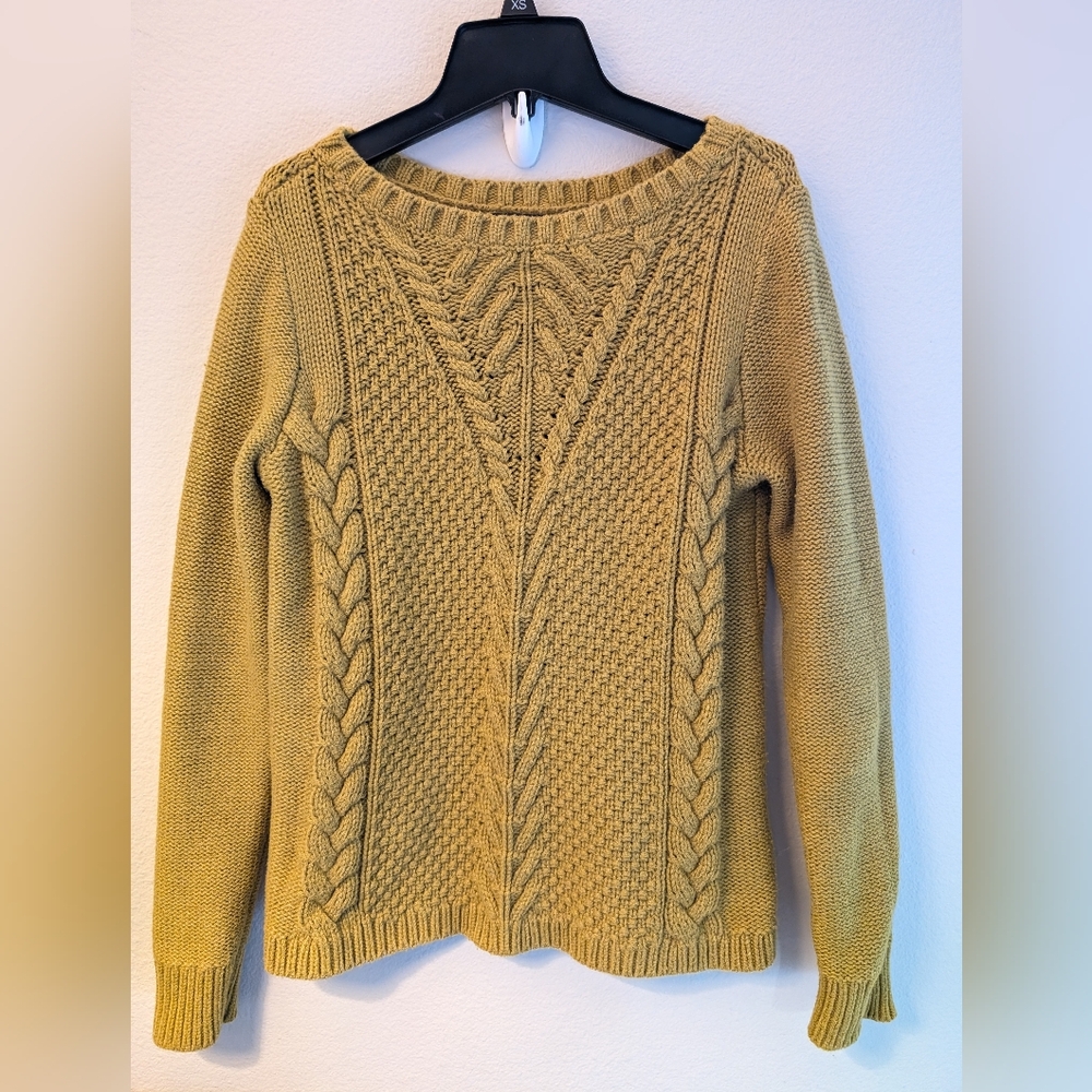 Banana Republic Mustard Pullover Cable Sweater Small